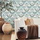 Green Feather and Fringe Wallpaper
