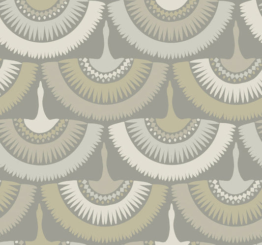 Gray Feather and Fringe Wallpaper