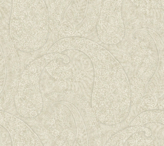 Off White Kashmir Dreams Paisley Wallpaper