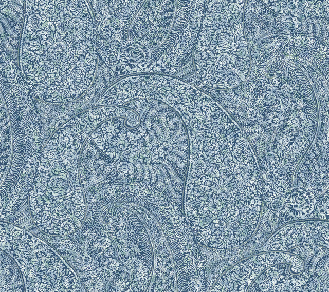 Blue Kashmir Dreams Paisley Wallpaper