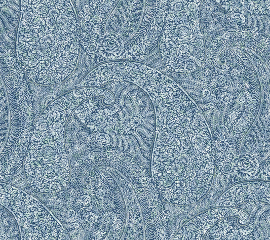 Blue Kashmir Dreams Paisley Wallpaper