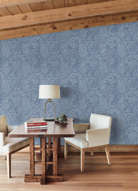 Blue Kashmir Dreams Paisley Wallpaper