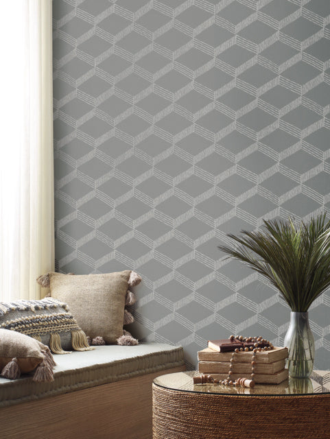 Gray/White Palisades Paperweave Wallpaper