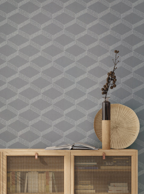 Gray/White Palisades Paperweave Wallpaper