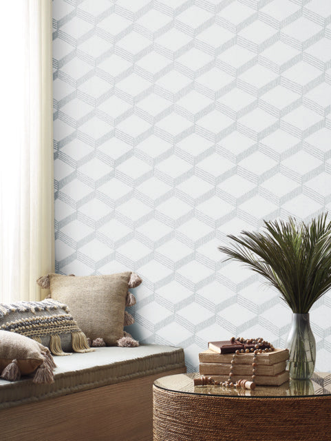 White/Gray Palisades Paperweave Wallpaper