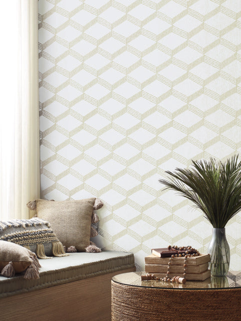 Beige/White Palisades Paperweave Wallpaper