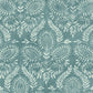 Teal Laurel Damask Wallpaper
