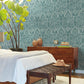Teal Laurel Damask Wallpaper