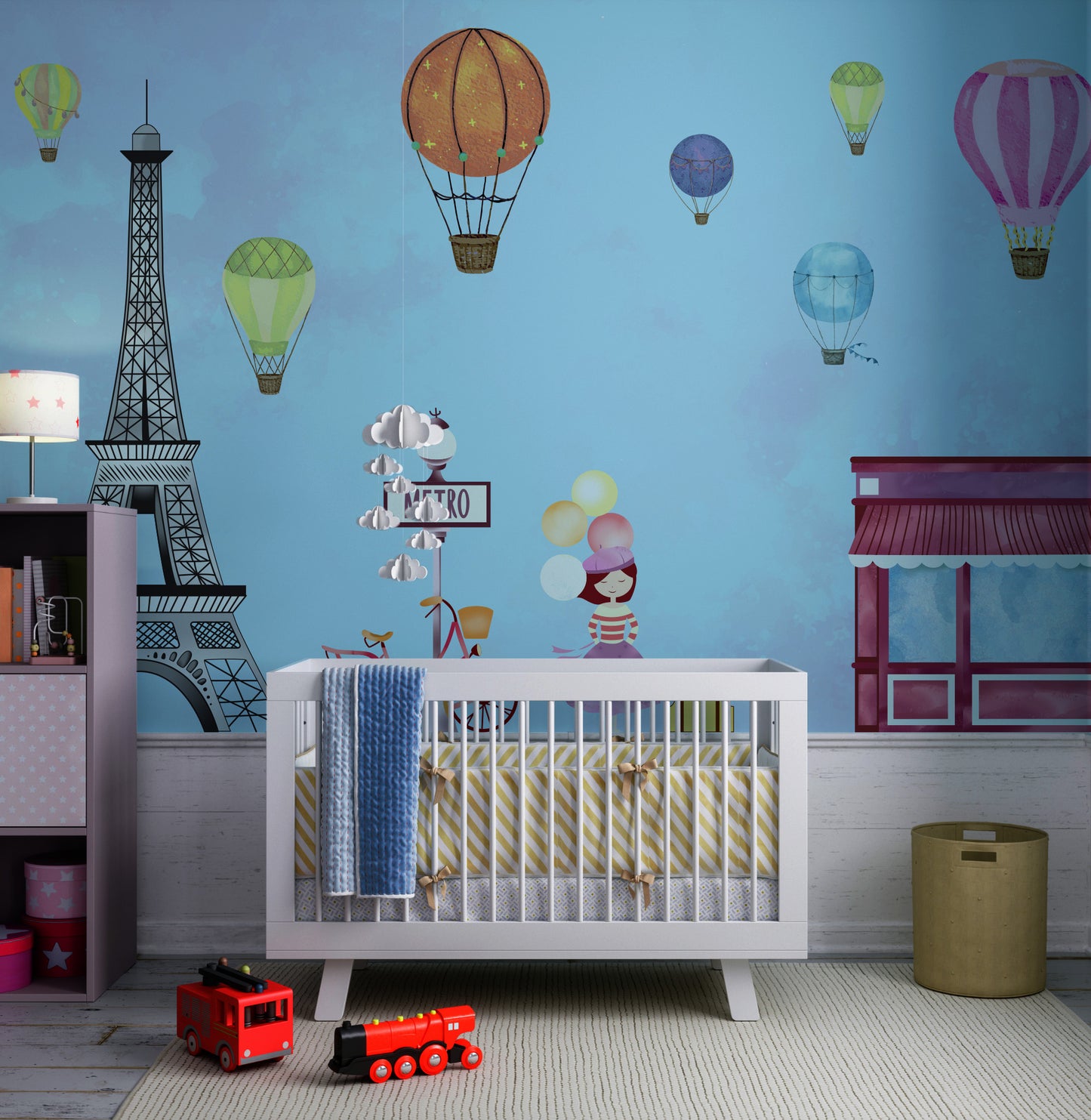Blue Eiffel Tower Mural