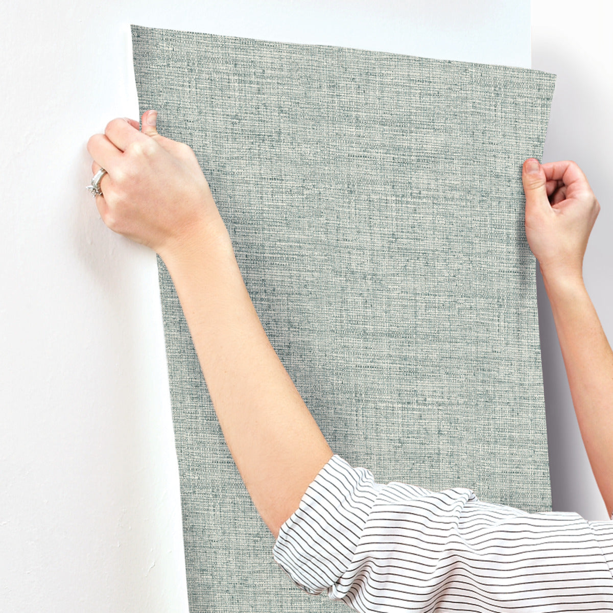 Papyrus Blue Weave Wallpaper - Faux Grasscloth