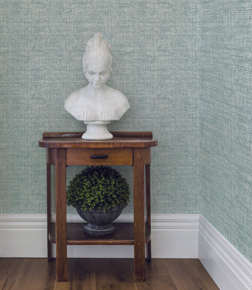Papyrus Blue Weave Wallpaper - Faux Grasscloth