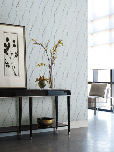 Light Blue Wavy Stripe Wallpaper