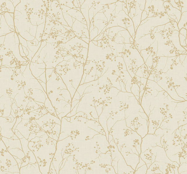 Cream/Gold Luminous Branches Wallpaper