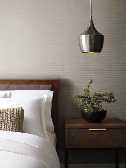 Taupe/Silver Ribbon Bamboo Wallpaper