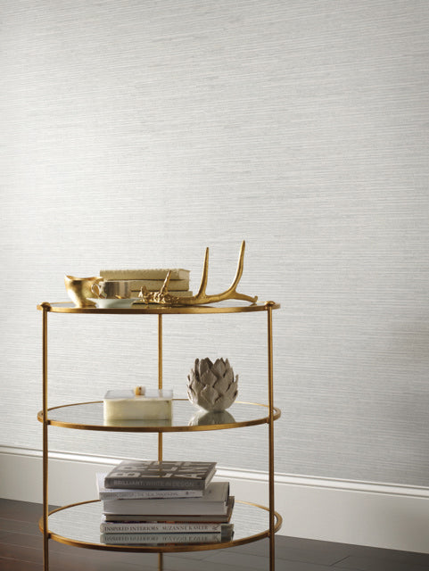 White/Silver Ribbon Bamboo Wallpaper