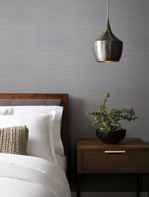 Blue/Silver Ribbon Bamboo Wallpaper