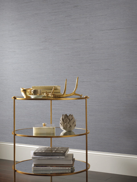 Blue/Silver Ribbon Bamboo Wallpaper