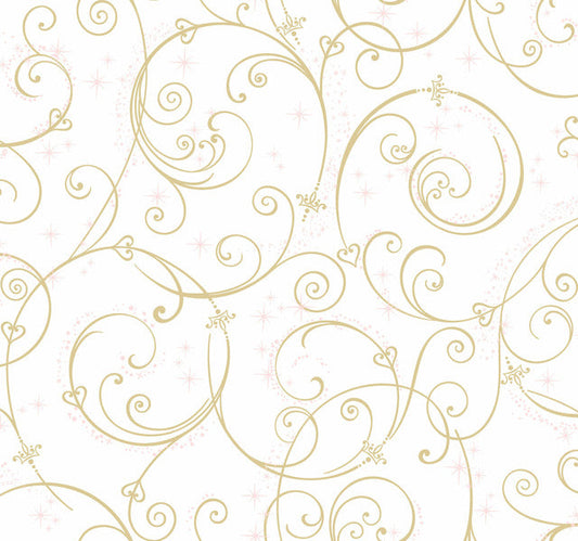 Gold/Glitter Disney Princess Perfect Scroll Wallpaper
