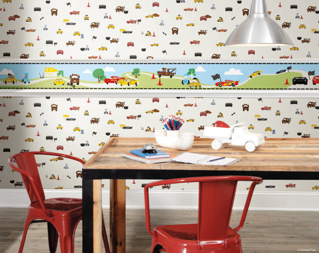 Light Blue/Yellow Disney and Pixar Cars Border Wallpaper Border