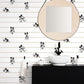 Black/White/Cream Disney Mickey Mouse Stripe Wallpaper