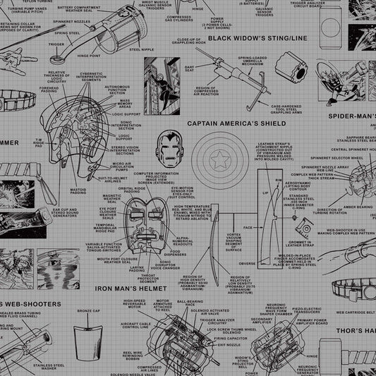 Gray/Black Marvels Heroes Schematics Wallpaper