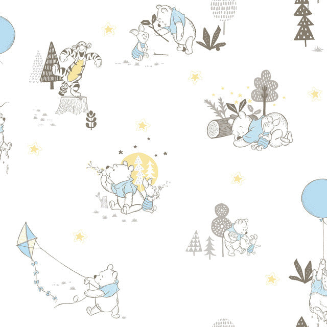 Yellow Disney Winnie the Pooh Playmates Wallpaper