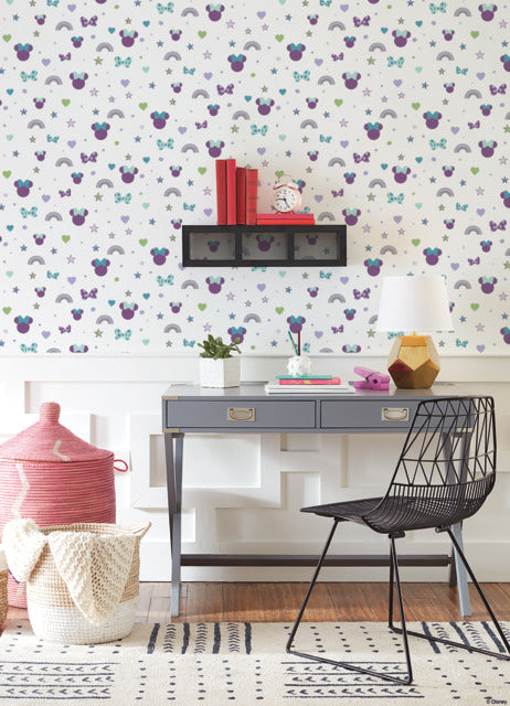Purple Disney Minnie Mouse Rainbow Wallpaper