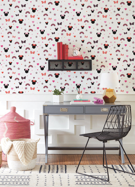 Red Disney Minnie Mouse Rainbow Wallpaper