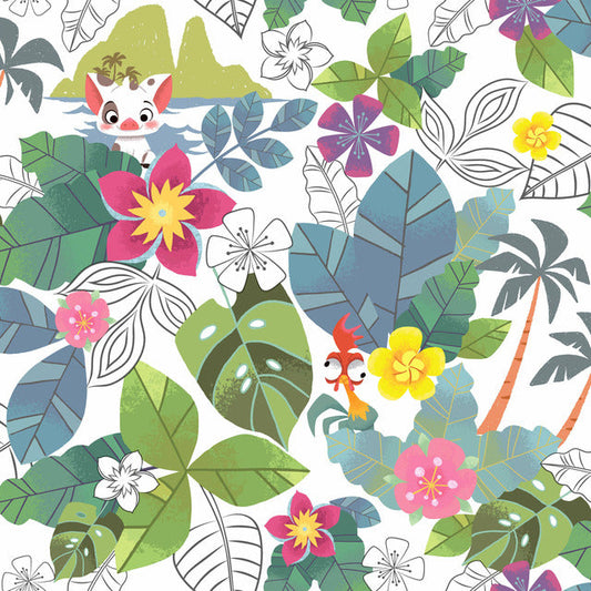 Pink/Green Disney Moana Jungle Wallpaper