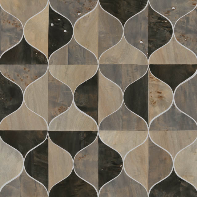 Black/Taupe/Grey Burlwood Ogee Wallpaper