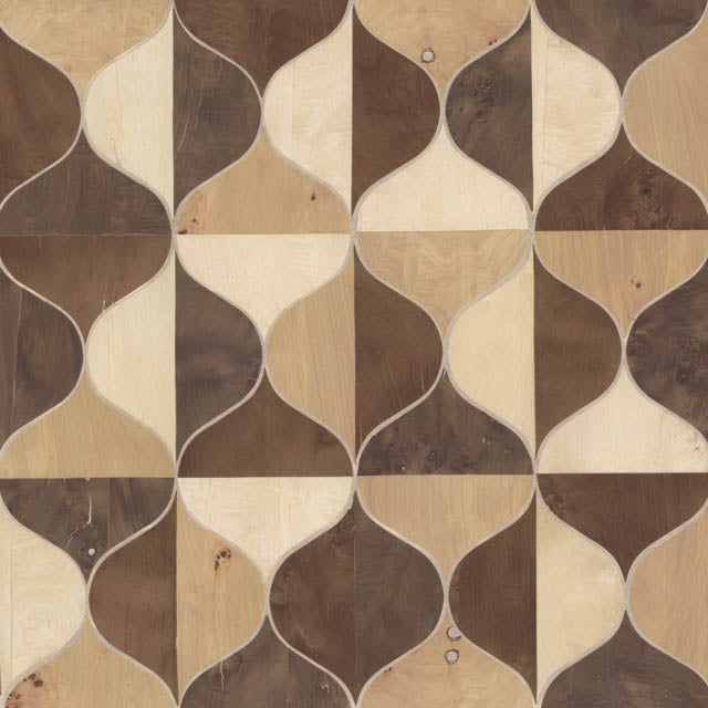 Warm Neutral Burlwood Ogee Wallpaper