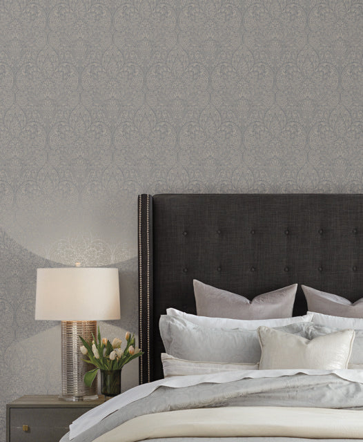 Dark Taupe/Silver Paradise Wallpaper