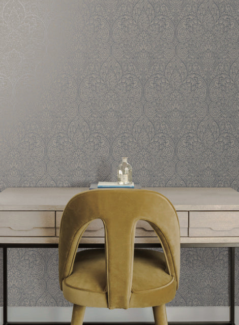 Dark Taupe/Silver Paradise Wallpaper