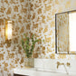 White/Gold Flutter Vine Wallpaper