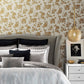White/Gold Flutter Vine Wallpaper