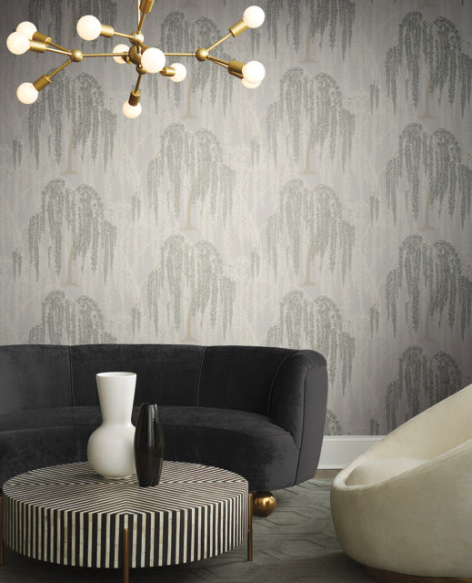 Light Taupe Willow Glow Wallpaper