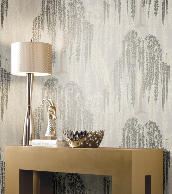 Light Taupe Willow Glow Wallpaper