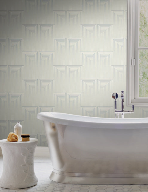 Dusty Blue/Silver Vanishing Wallpaper
