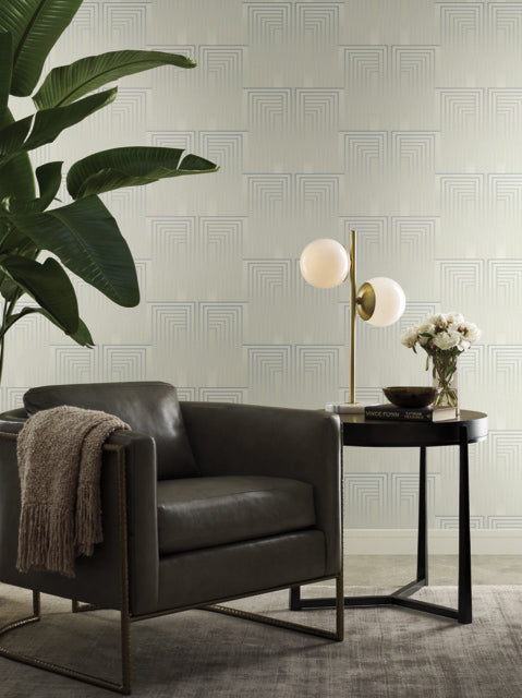 Dusty Blue/Silver Vanishing Wallpaper