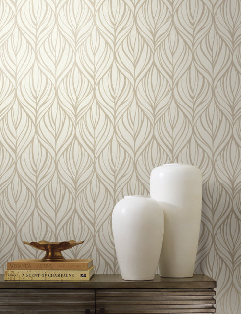 White/Gold Palma Wallpaper