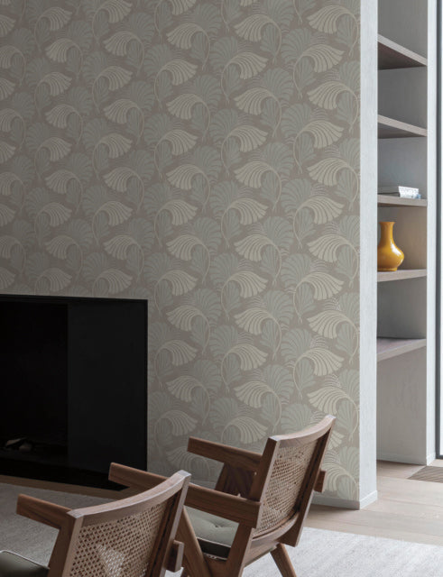 Neutrals Dancing Leaves Wallpaper