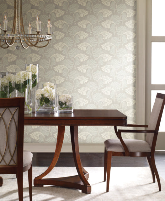 Neutrals Dancing Leaves Wallpaper