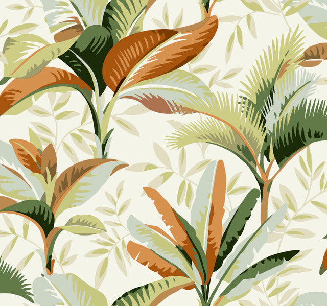 Orange/Green Summerhouse Sienna Wallpaper