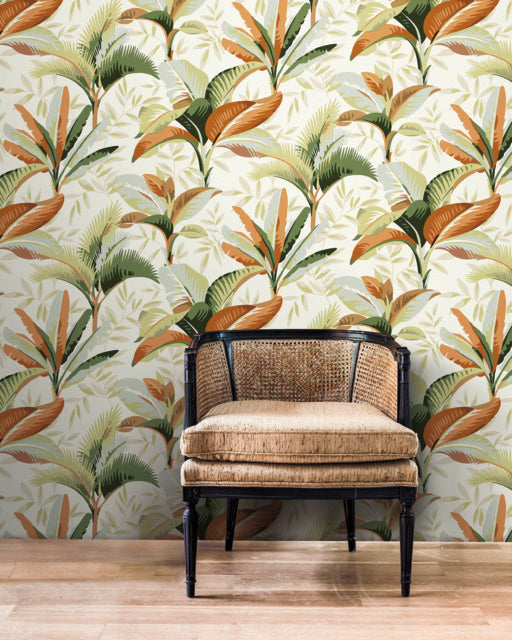 Orange/Green Summerhouse Sienna Wallpaper