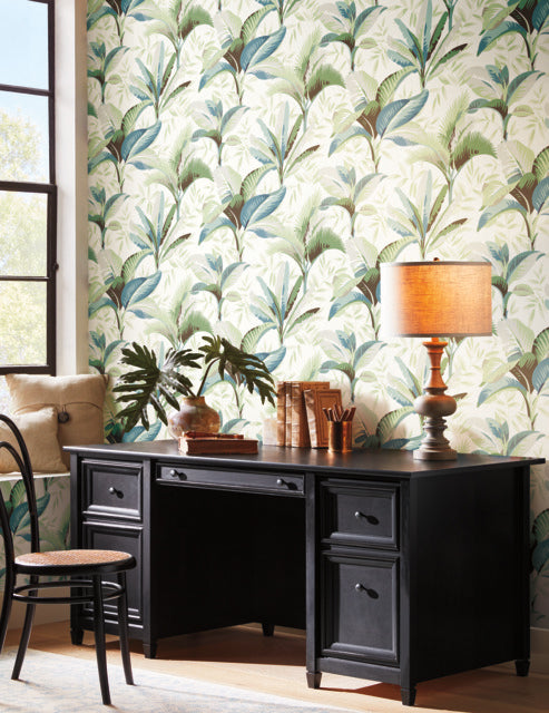 Blue/Green Summerhouse Peacock Wallpaper