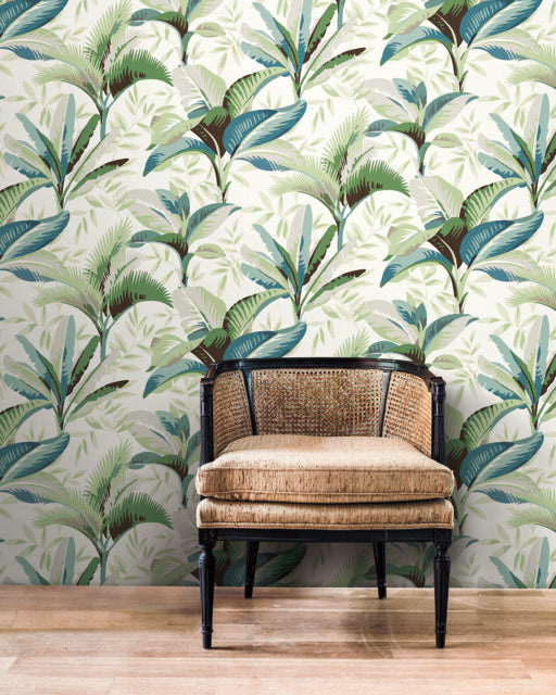 Blue/Green Summerhouse Peacock Wallpaper