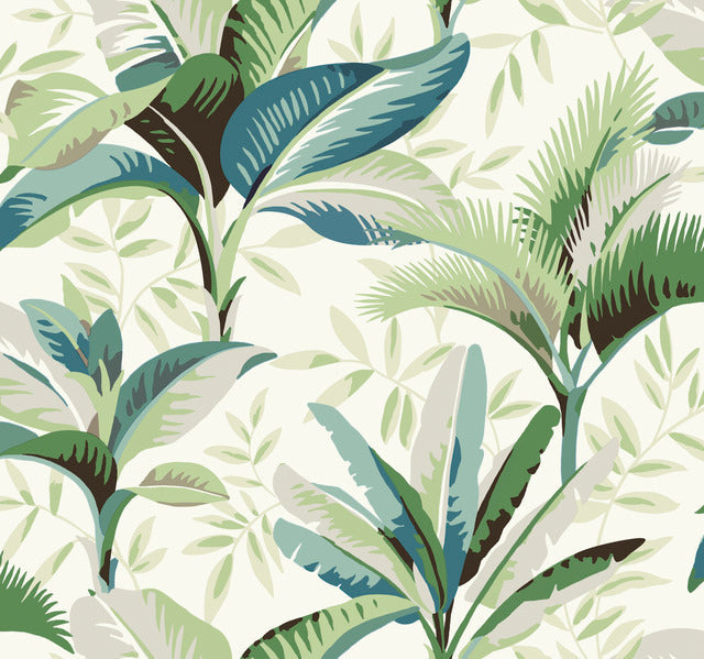 Blue/Green Summerhouse Peacock Wallpaper
