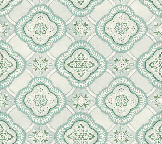 Blue/Grey Garden Trellis Rain Wallpaper