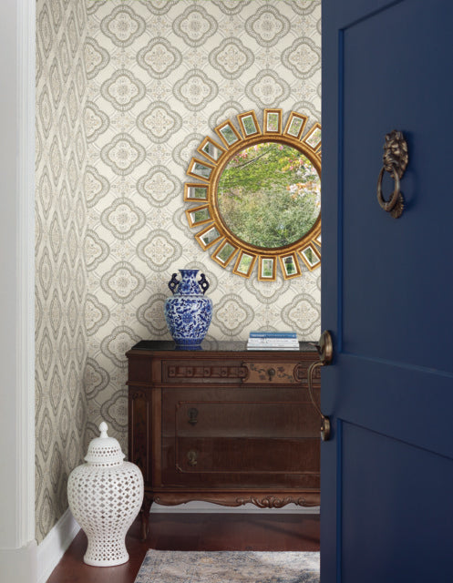 Beige/Brown Garden Trellis Hazel Wallpaper
