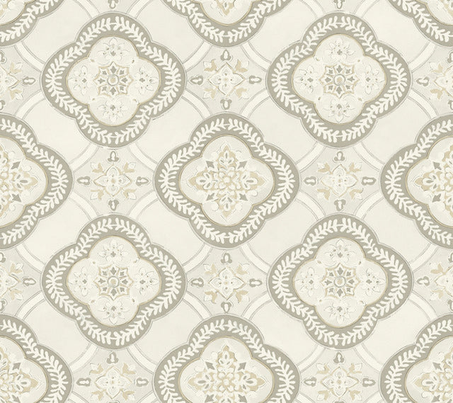 Beige/Brown Garden Trellis Hazel Wallpaper